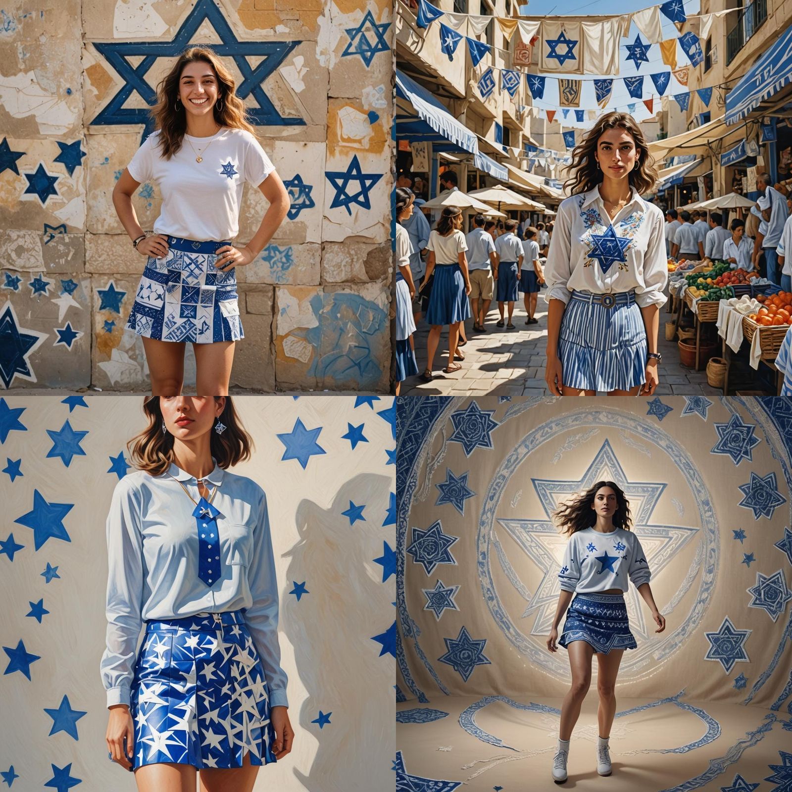 Young Woman in Blue and White with Star of David