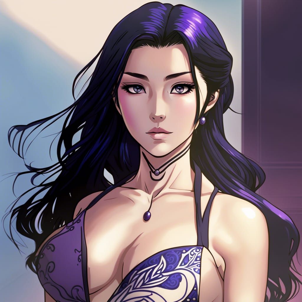 Beautiful Ainu Woman Portrait in Manhwa Style