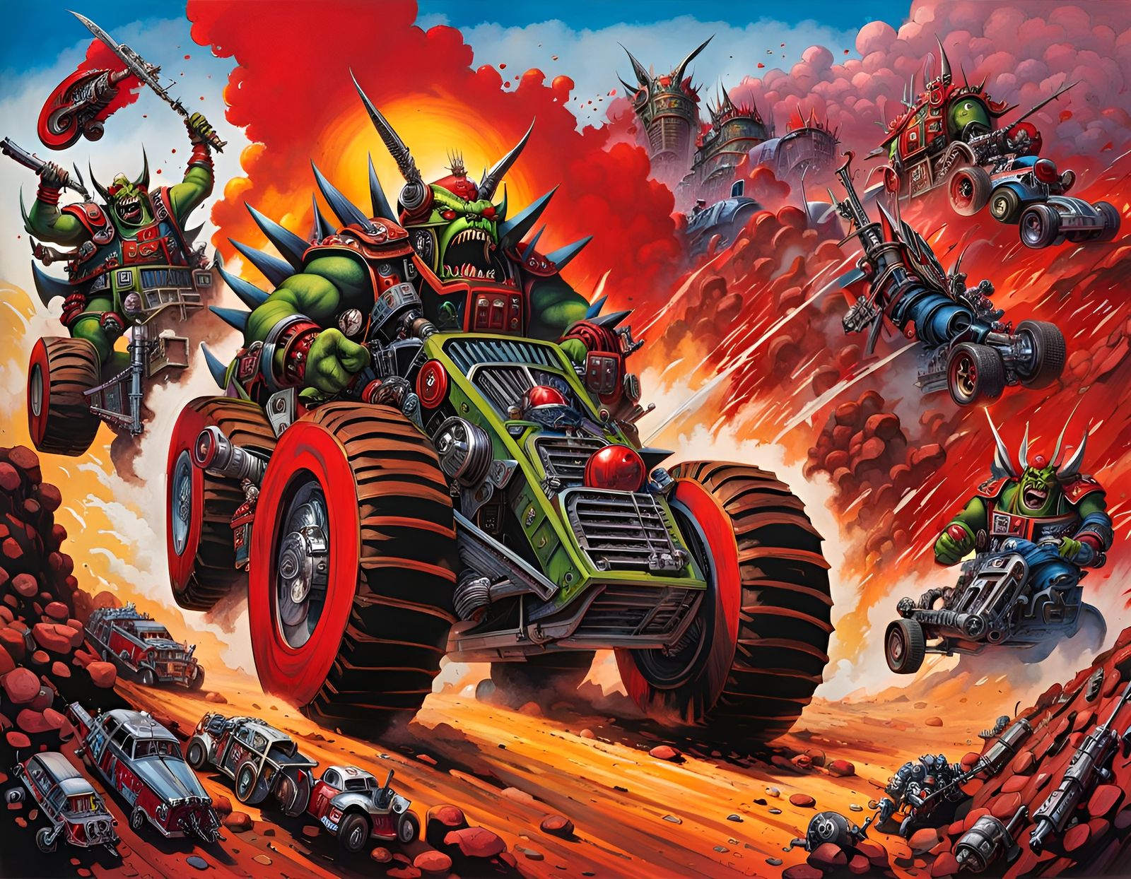 Warhammer 40K Ork Speed Freekz Drag Race