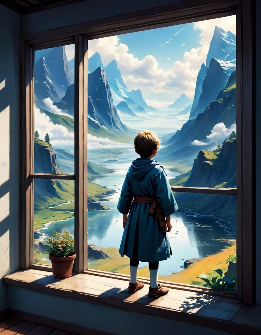 Fantasy Landscape Beyond the Window