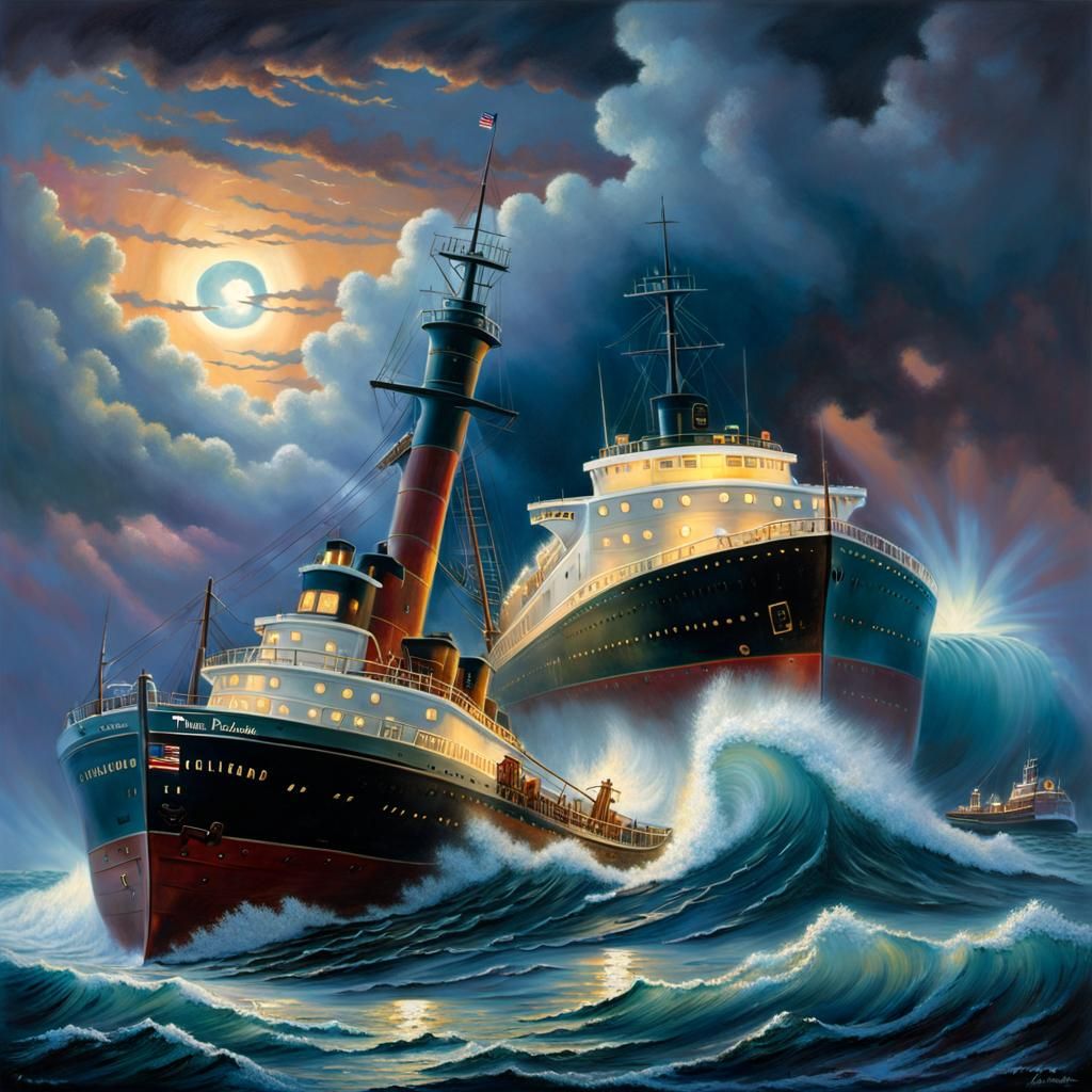 Edmund Fitzgerald Shipwreck in Luminist Style