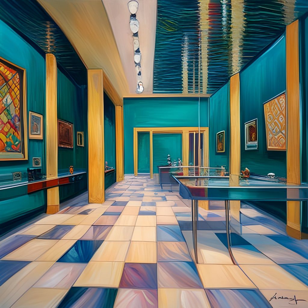 Glassy Crystal Shop Interior in Expressionist Style