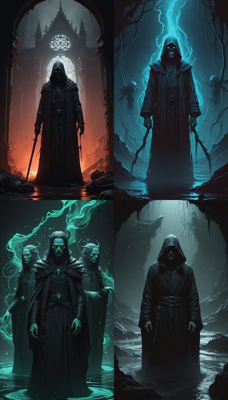 Dark and Ominous Witch Cult Scene in Cyberpunk Style