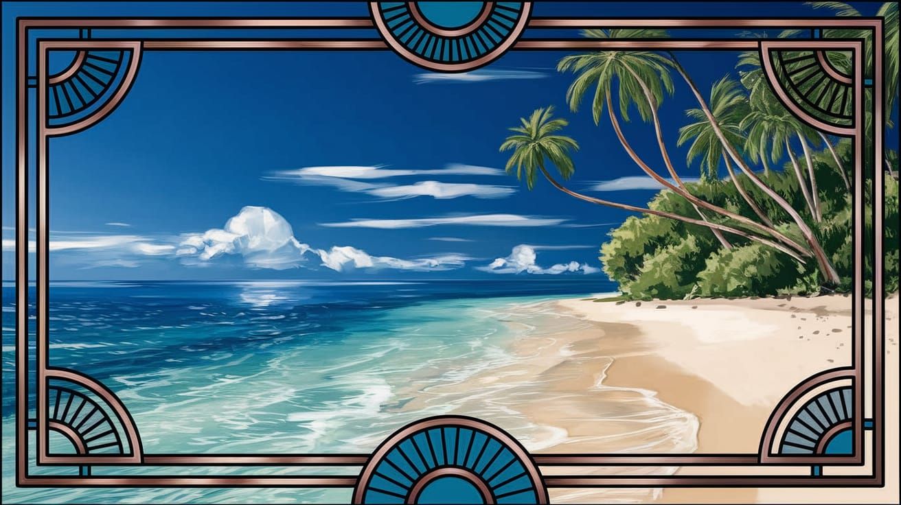 Exotic Island Oasis in Vibrant Color Palette