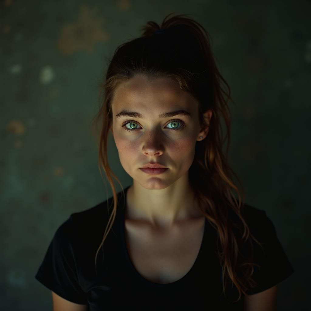 Dramatic Portrait of a Sporty Woman in Film Style
