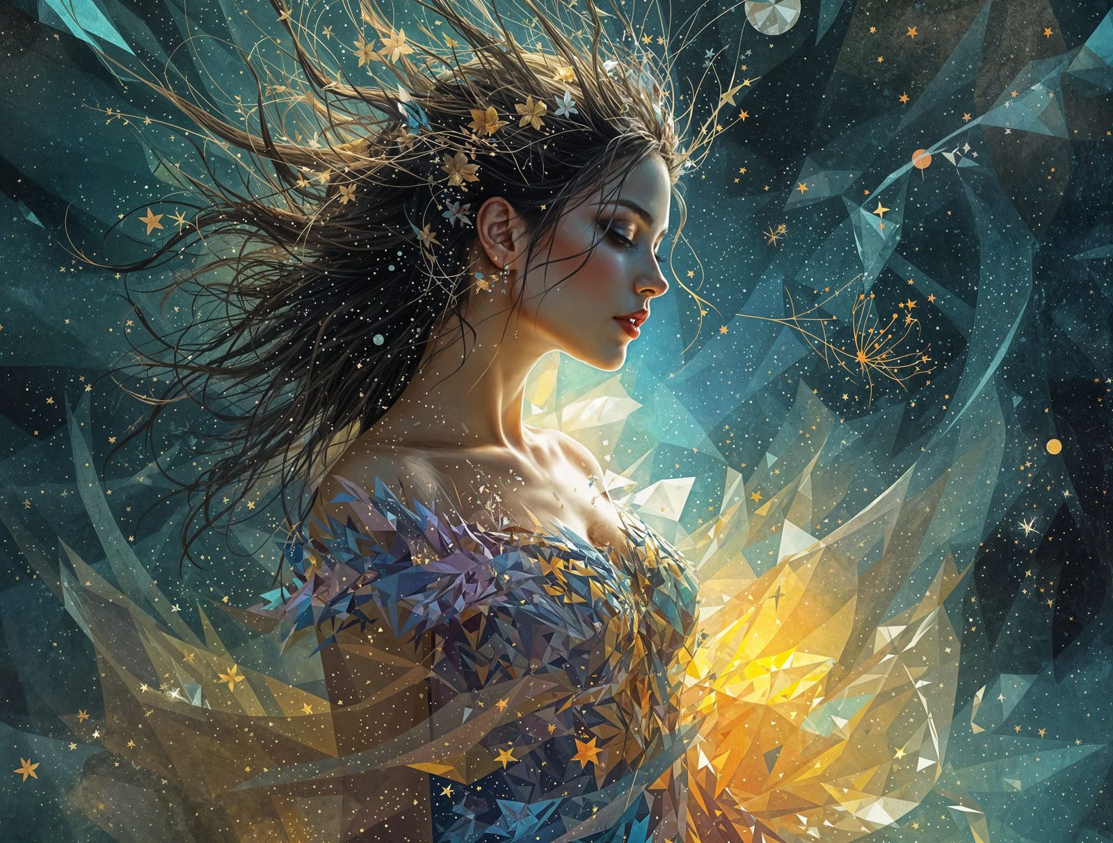 Ethereal Goddess Illuminated in Mystical Glow