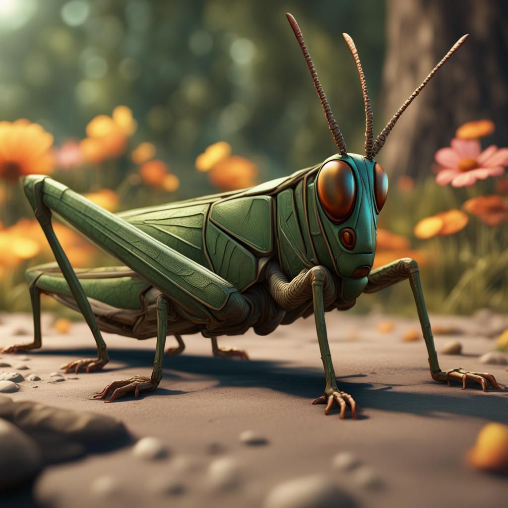 Grasshopper with Flip Flops: Detailed Matte Painting