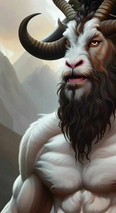 Detailed Satyr Portrait in Art Nouveau Style