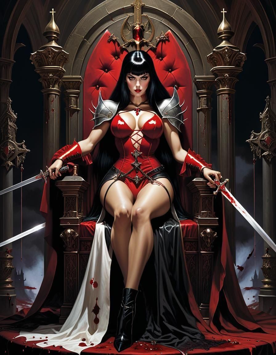 Vampirella: Gothic Warrior Queen on the Throne