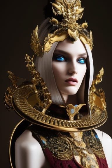 Stunning Model in Futuristic Baroque Sci-Fi Fashion