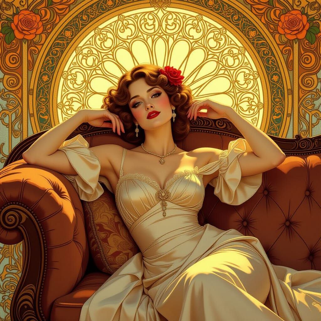 Rose Reclining: An Art Nouveau Impression