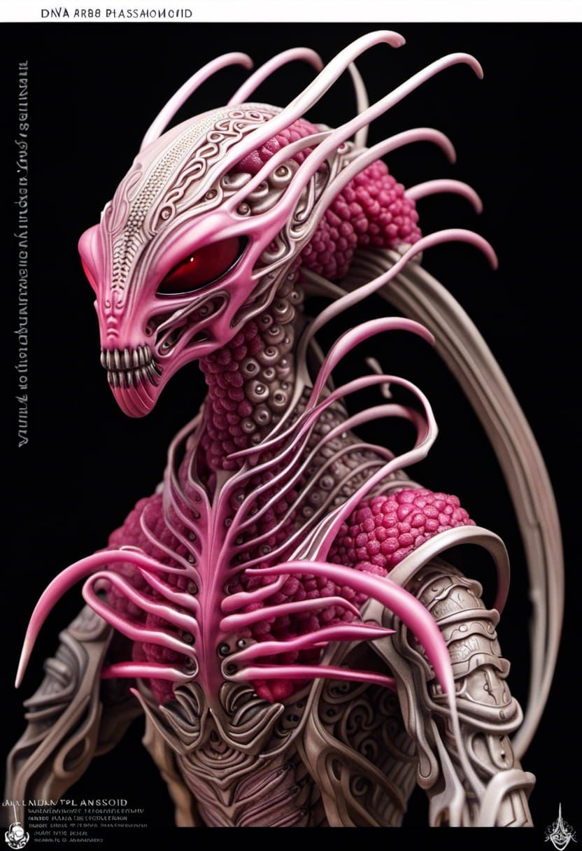 Raspberry DNA Plasmoid Alien Warrior in Fantasy Style