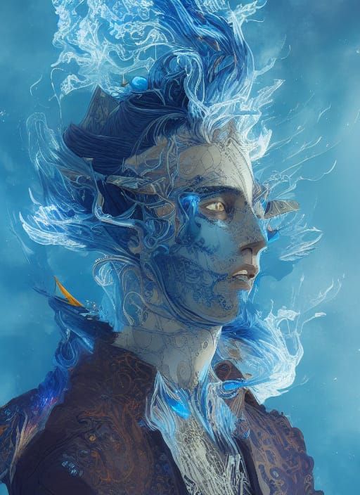 Fiery Prince Portrait in Watercolor Style