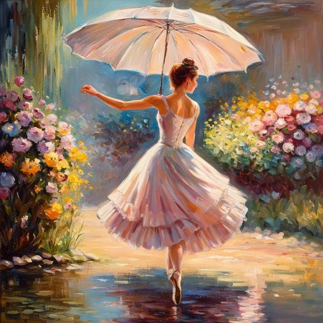 Impressionist Umbrella Ballerina