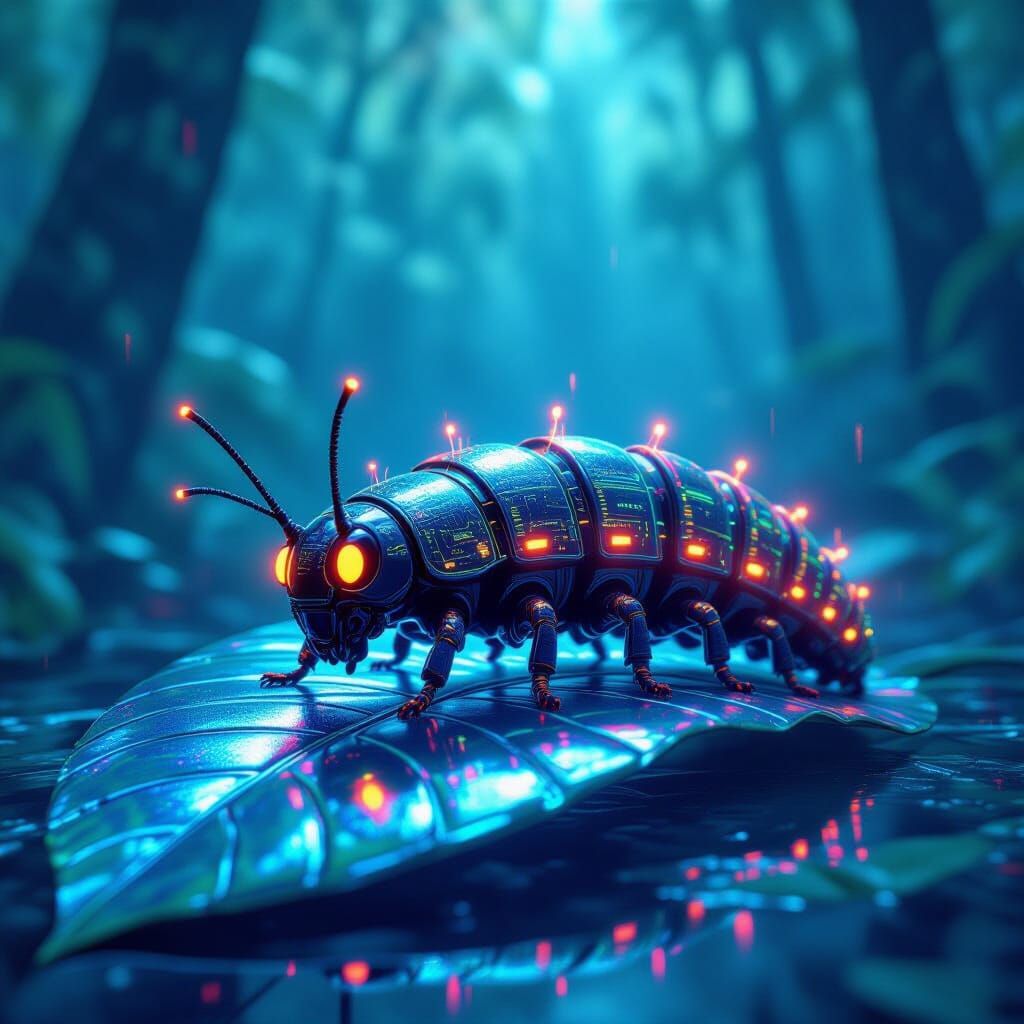 Cybernetic Caterpillar Crawling in a Digital Forest