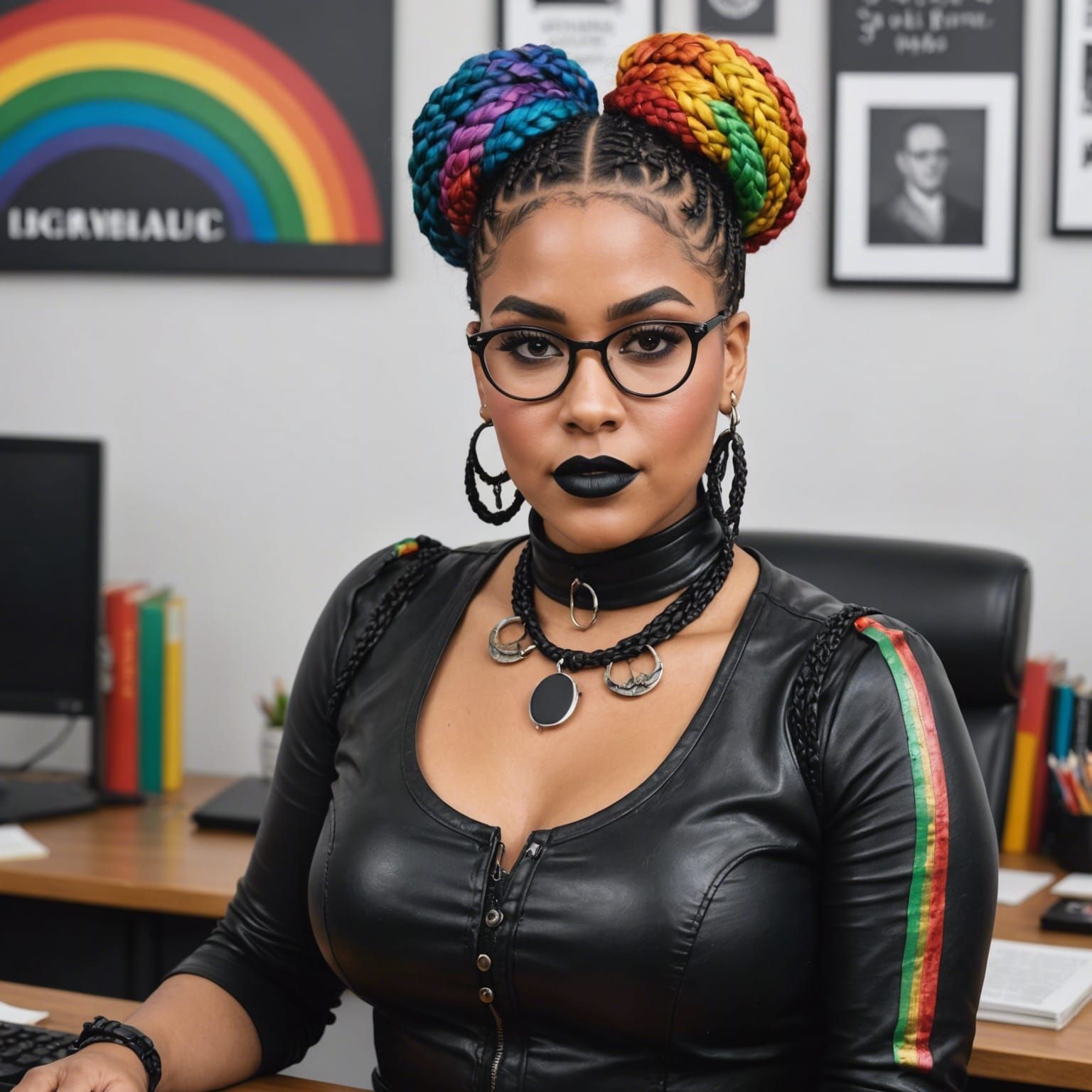 Rainbow-Haired Librarian on Desk