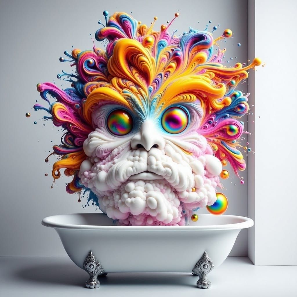 Vibrant Street Art in a Whimsical Bath Scene