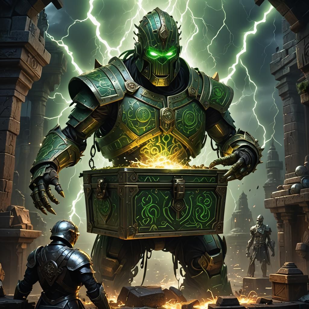 Mysterious Chest of Chaos Magic, Dark Fantasy Art