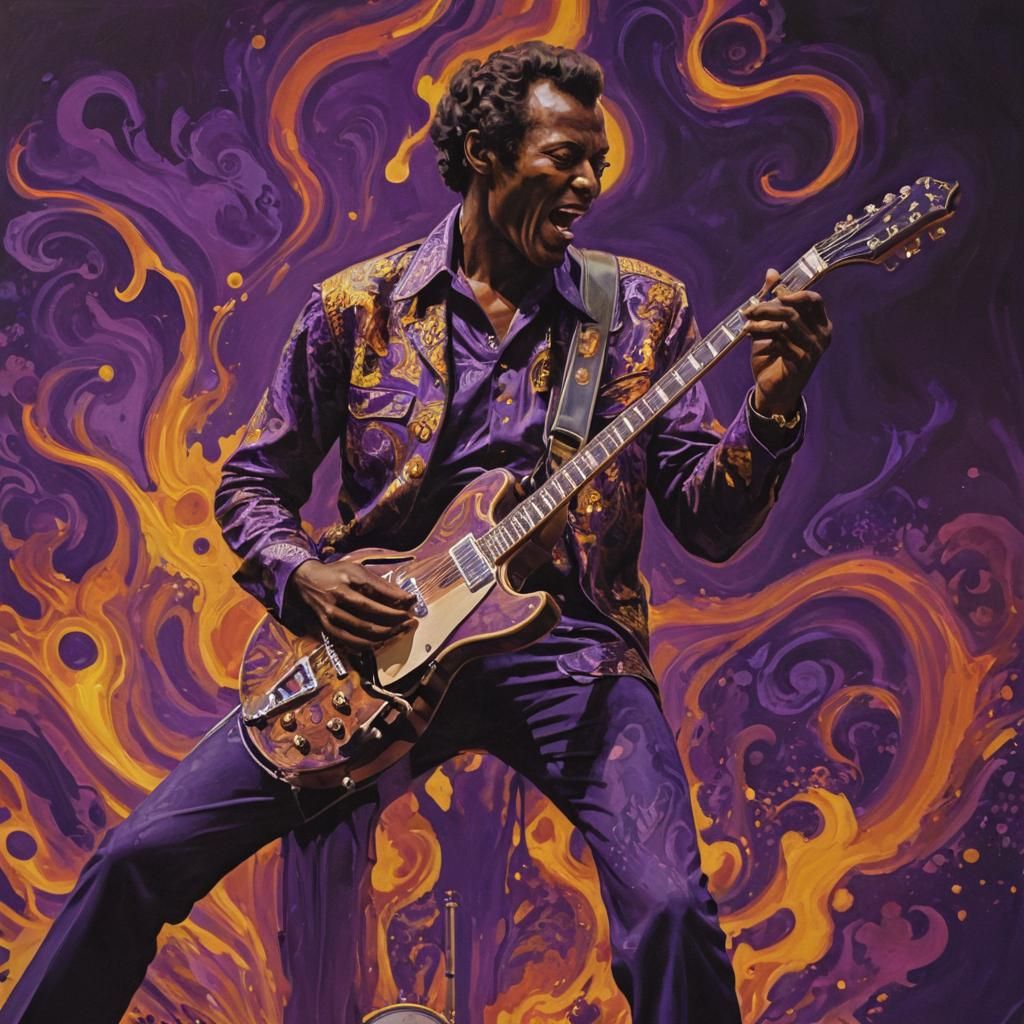 Chuck Berry: Psychedelic Acrylic Painting at Fillmore