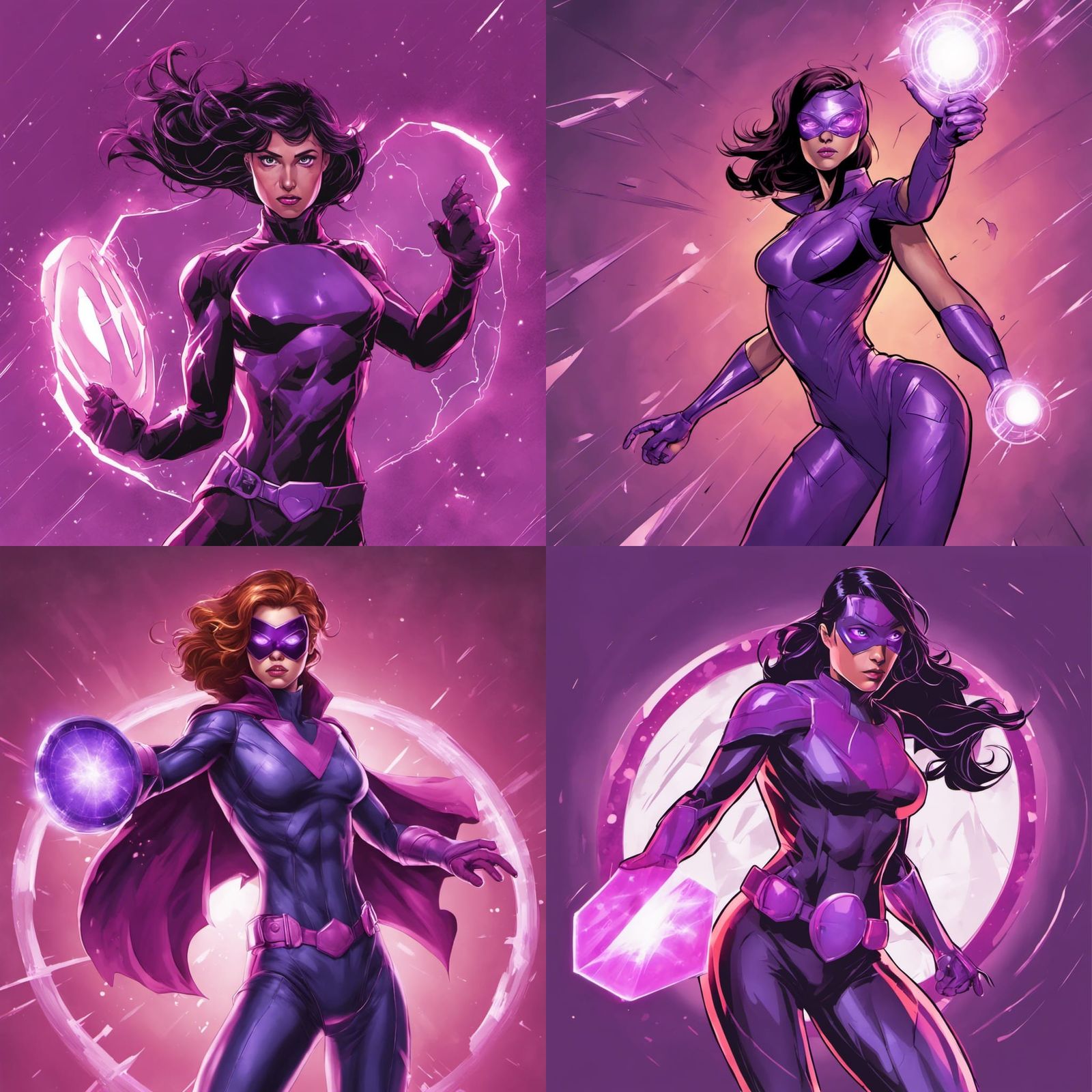 Telekinetic Superhero with Purple Shield and Eyes