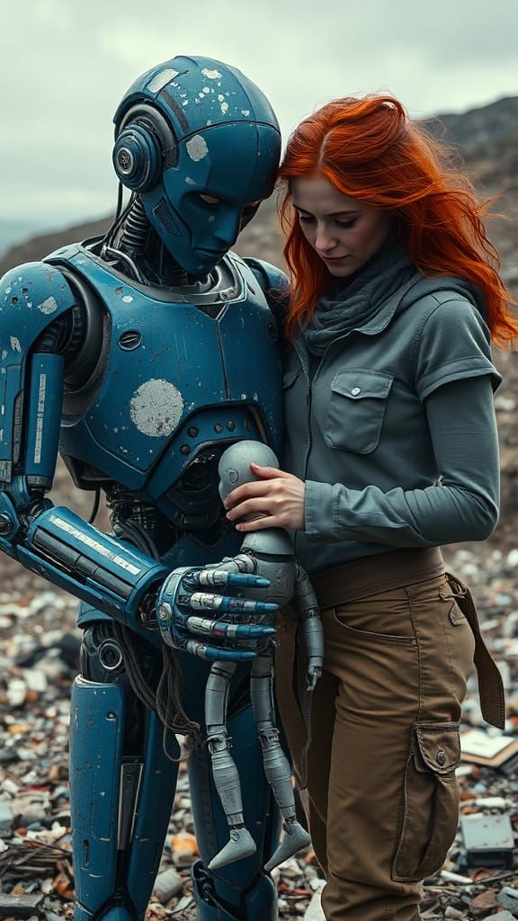 Post-Apocalyptic Robot Family Assembling New Robot