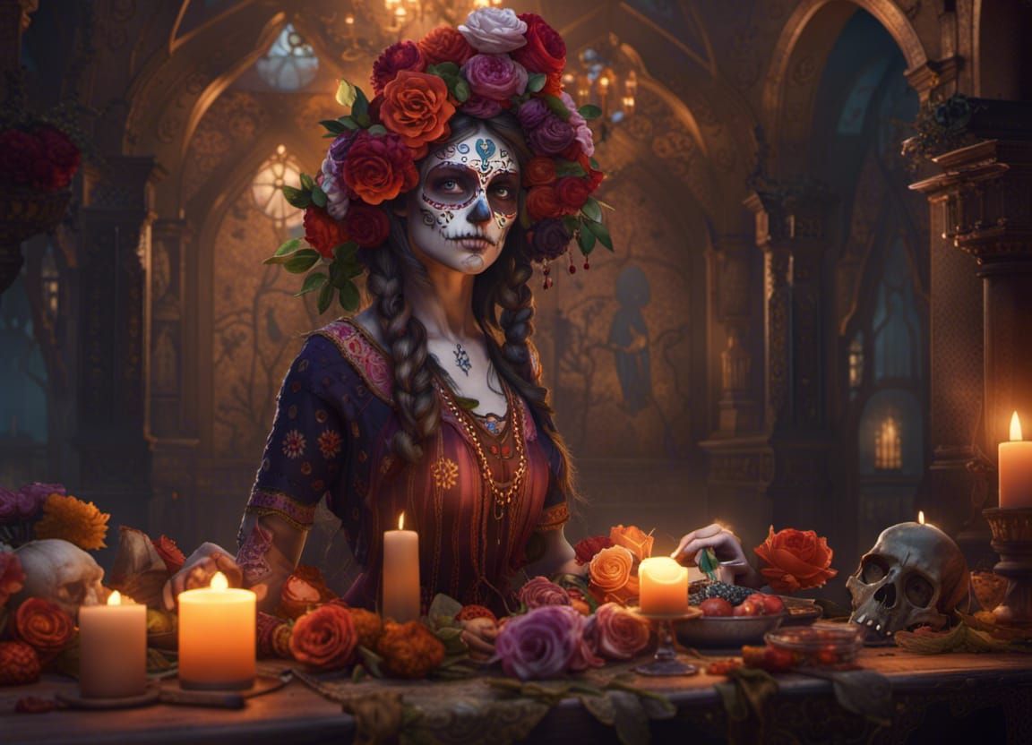 Day of the Dead Dark Fantasy Art in 8K