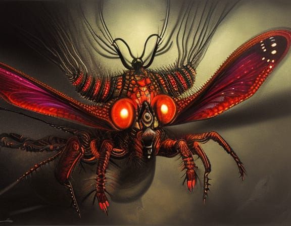 Psychedelic Gigeresque Insect Hybrid in Metallic Colors