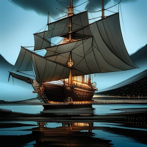 Epic Pirate Ship at Sunrise in 8K