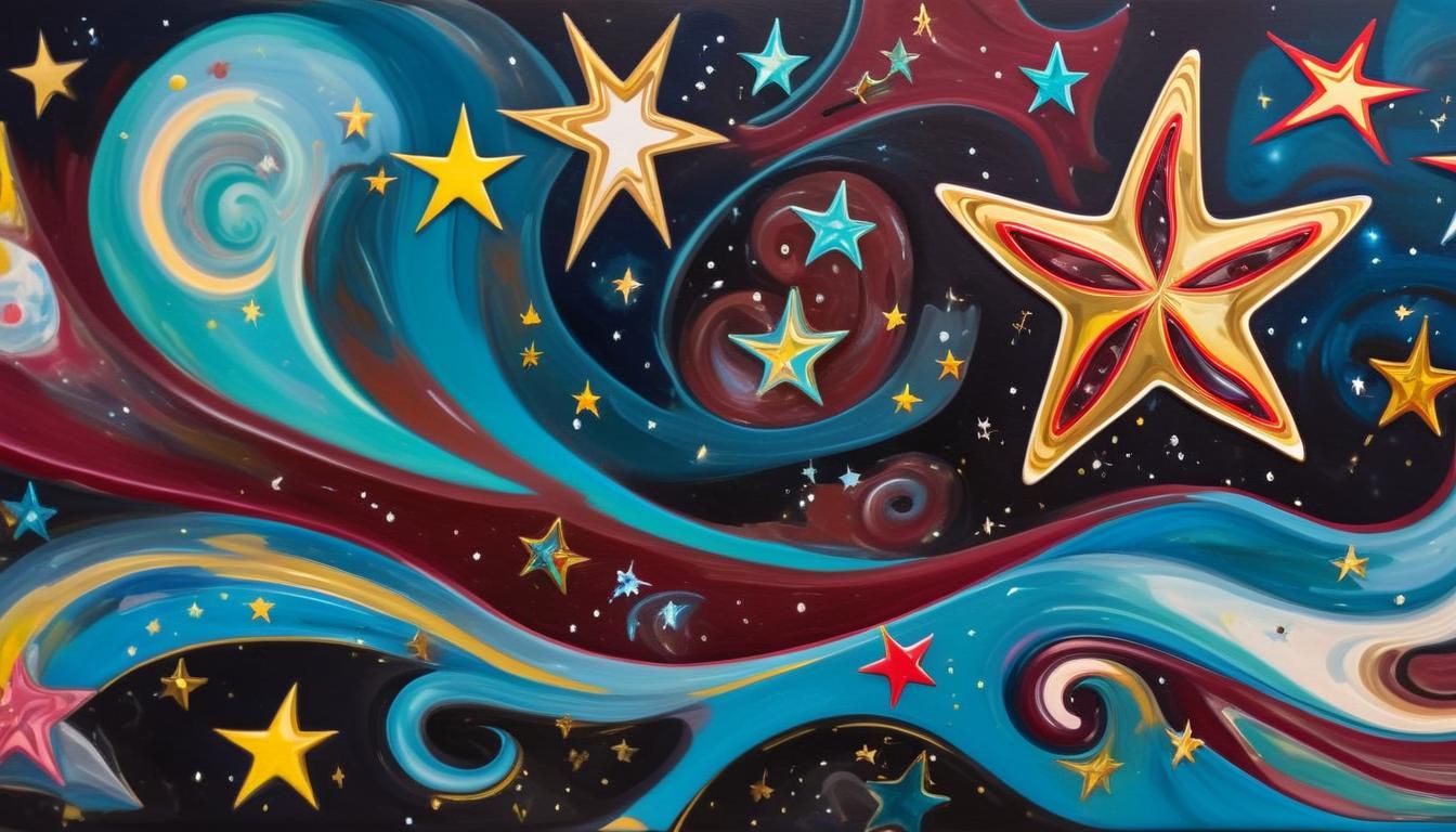 Newborn Star with Electromagnetic Coils, Impasto Style