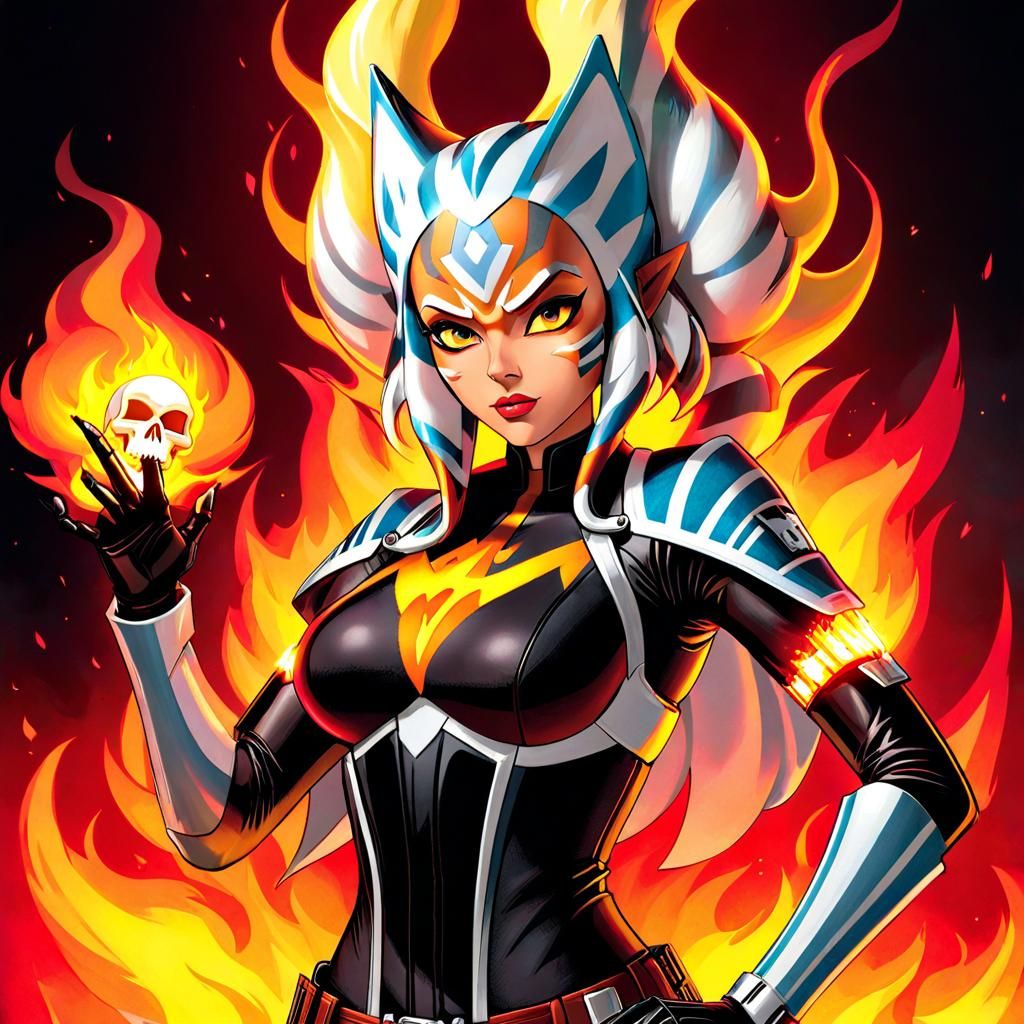 Ahsoka as Ghost Rider: Cosmic Illustration