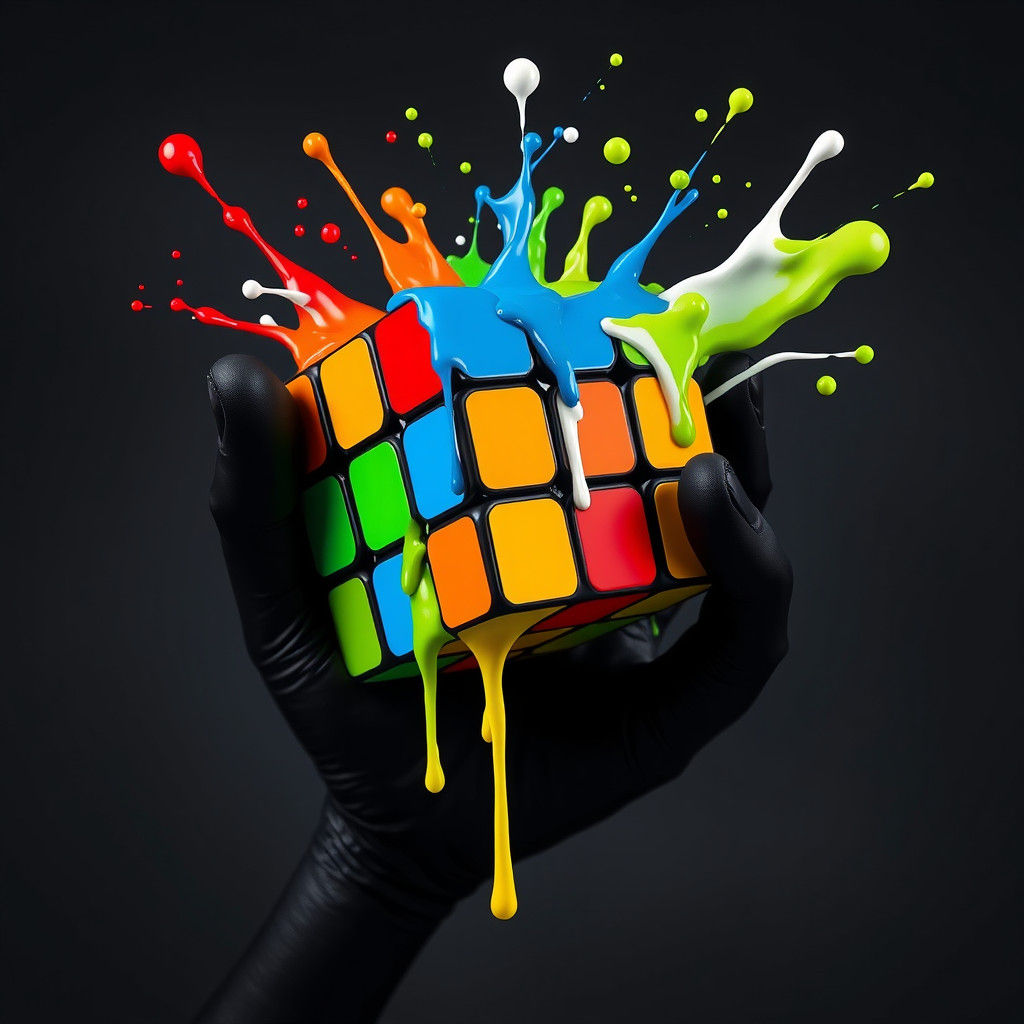 Melting Rubik's Cube in Pop Art Style