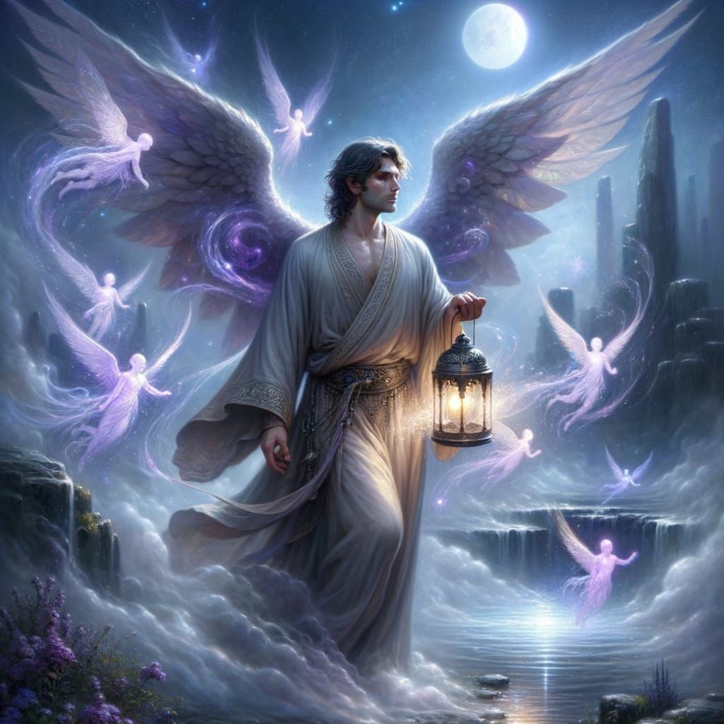 Jerahmeel Guiding Souls Between Heaven and Earth