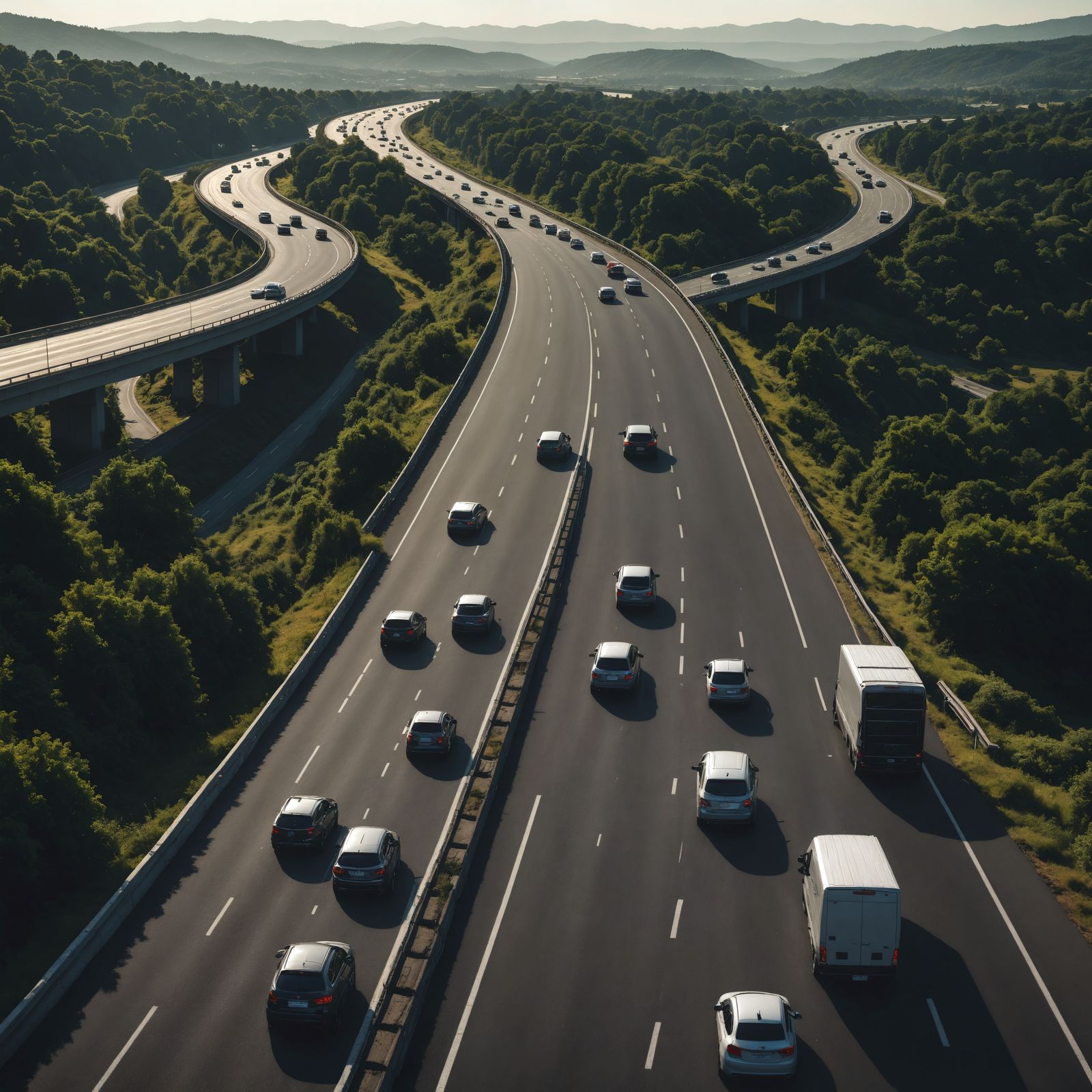 Hyperrealistic Highway with Cars in Cinematic Style