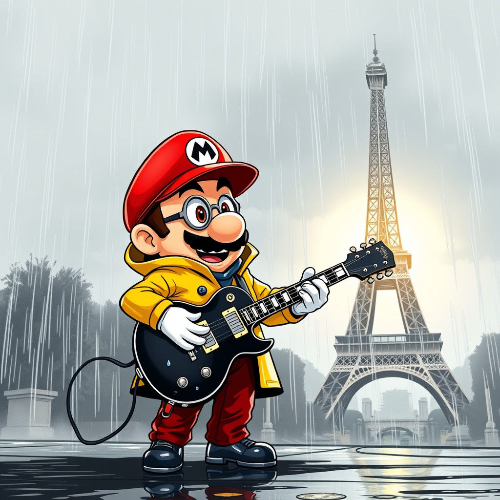 Mario Minion Plays Guitar Near Eiffel Tower