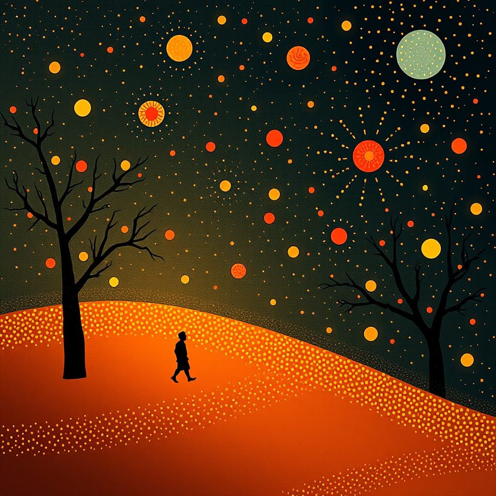 Vibrant Abstract Scene with Warm & Contrasting Colors