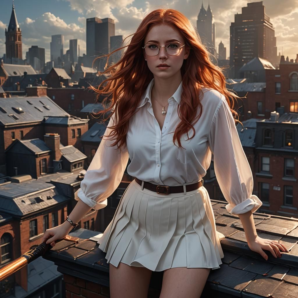 Red-Haired Woman Casting Spells, Detailed Fantasy Art