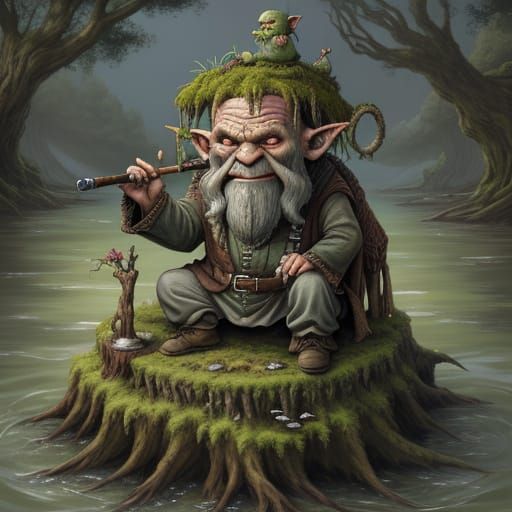 Wizened Goblin Contemplates the River