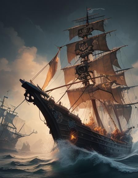 Hyperrealistic Pirate Ship Concept Art