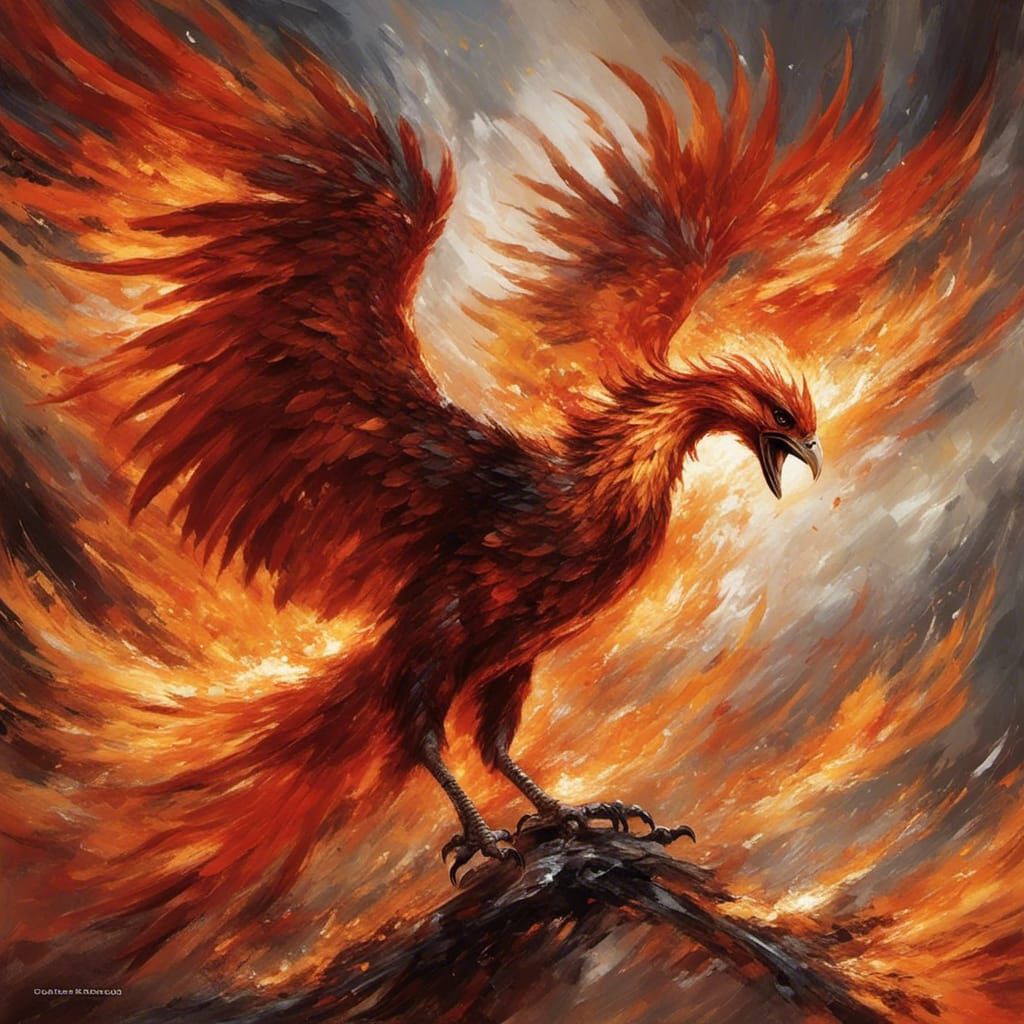Fiery Phoenix Rising: A Digital Art Phoenix