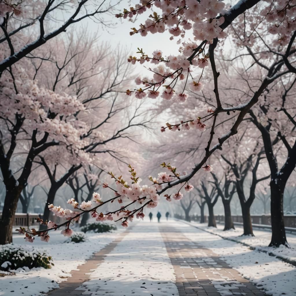 Ethereal Serenity: Cherry Blossoms in Luoyang's Winter Wonde...