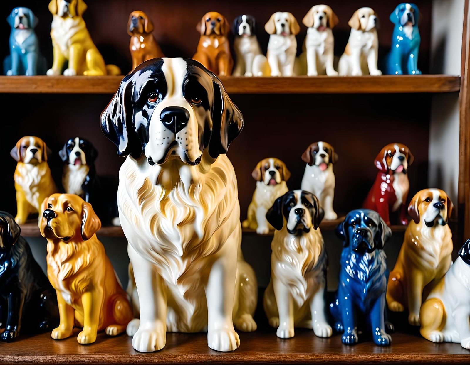 Enameled Glass Saint Bernard Figurine Still Life