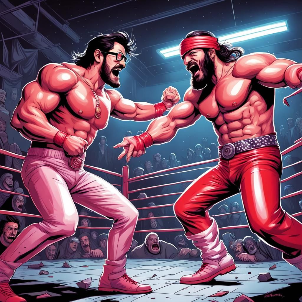 Epic Showdown: Markiplier vs Macho Man in Comic Art