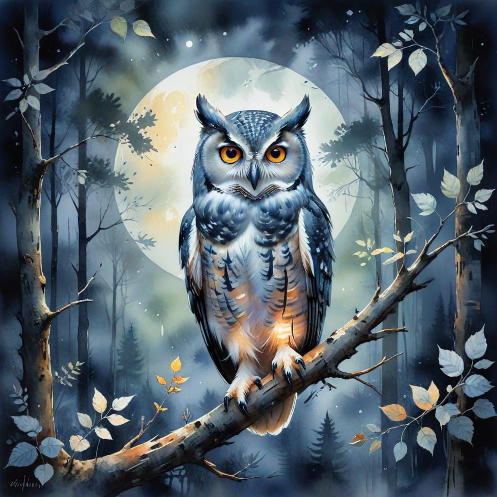 Whispering Owl Under Moonlit Canopy