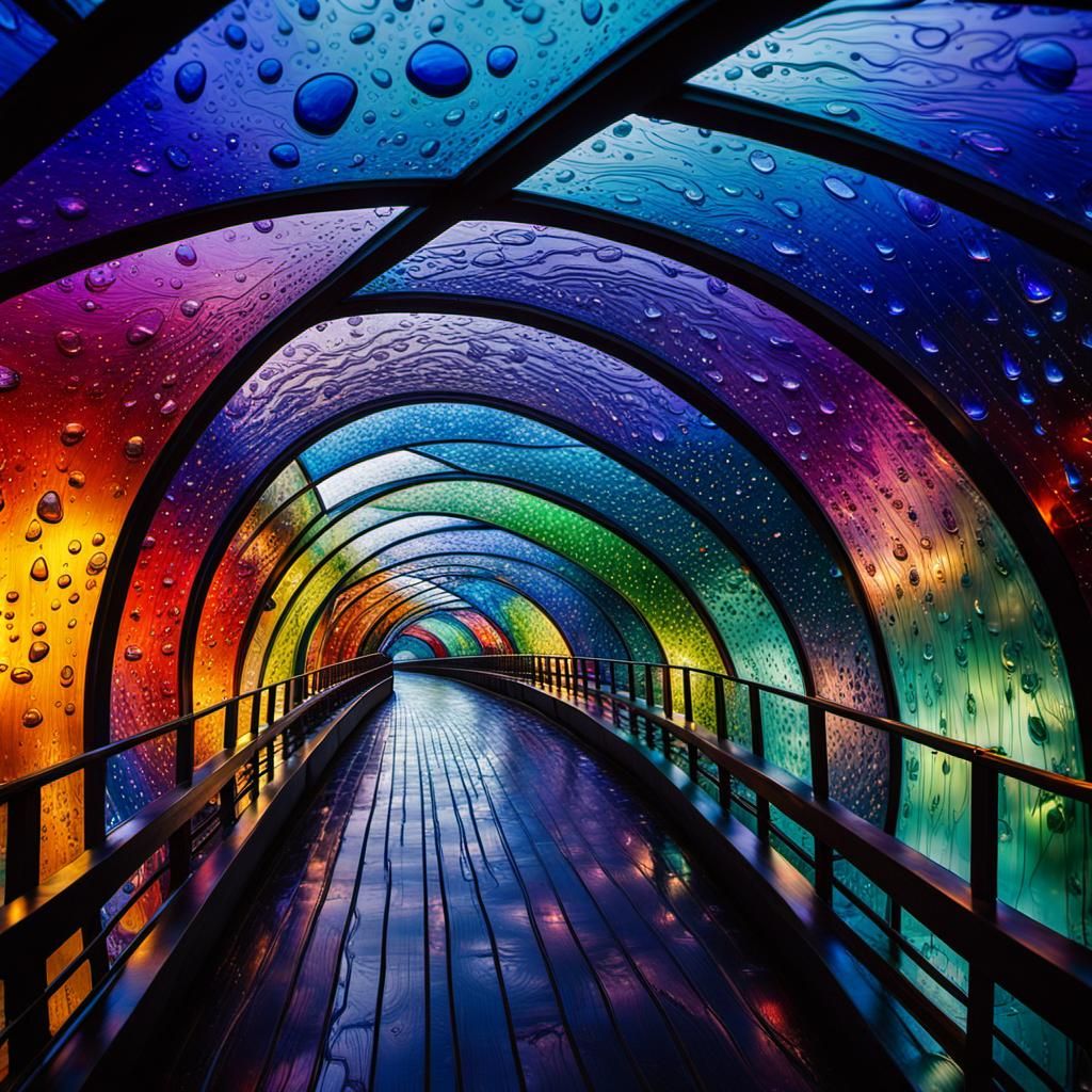 Rainbow Bridge with Art Nouveau Glass Sculptures