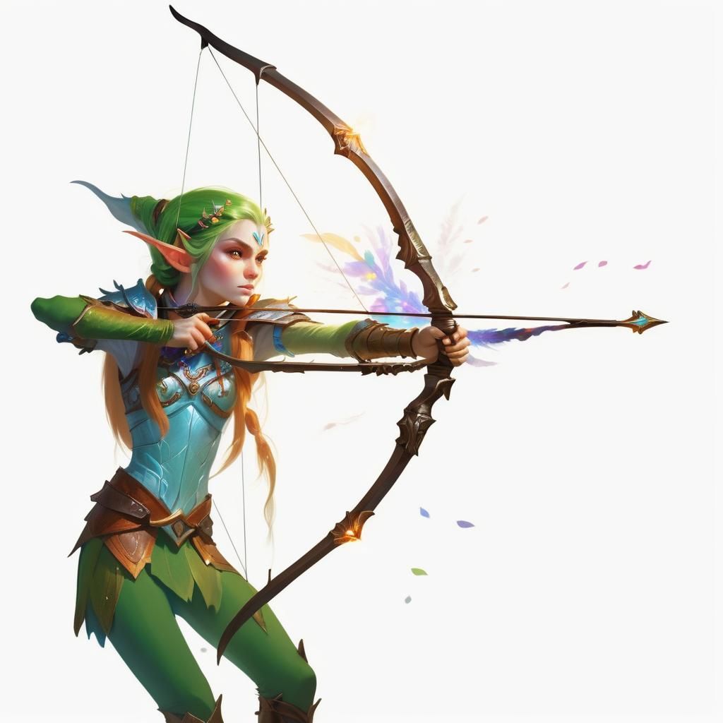 Elven Huntress in Mystical Forest, Fantasy Art