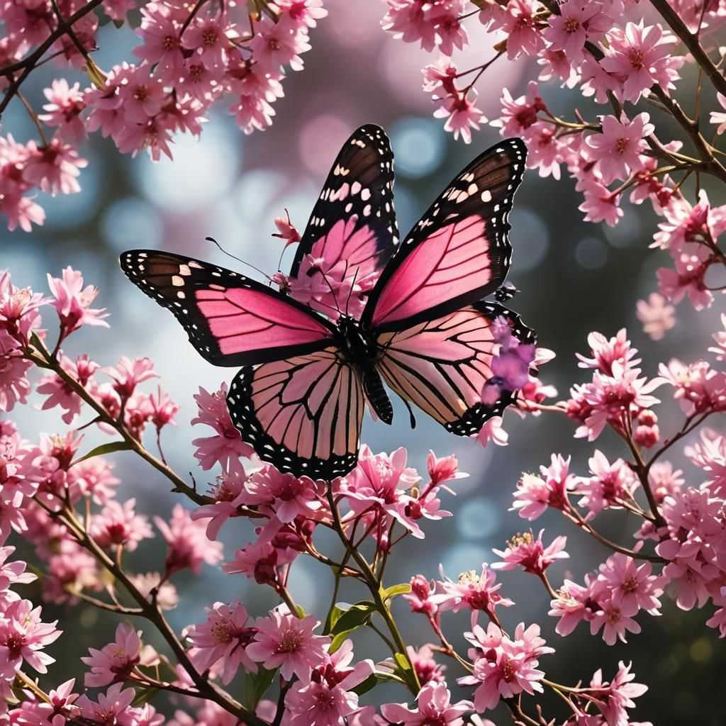 Pink Monarch Butterfly in Divine Sunshine