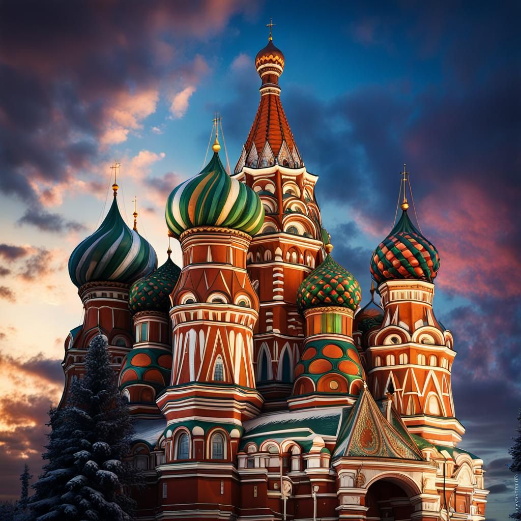 St Basil's Cathedral at Night, Fantasy Concept Art
