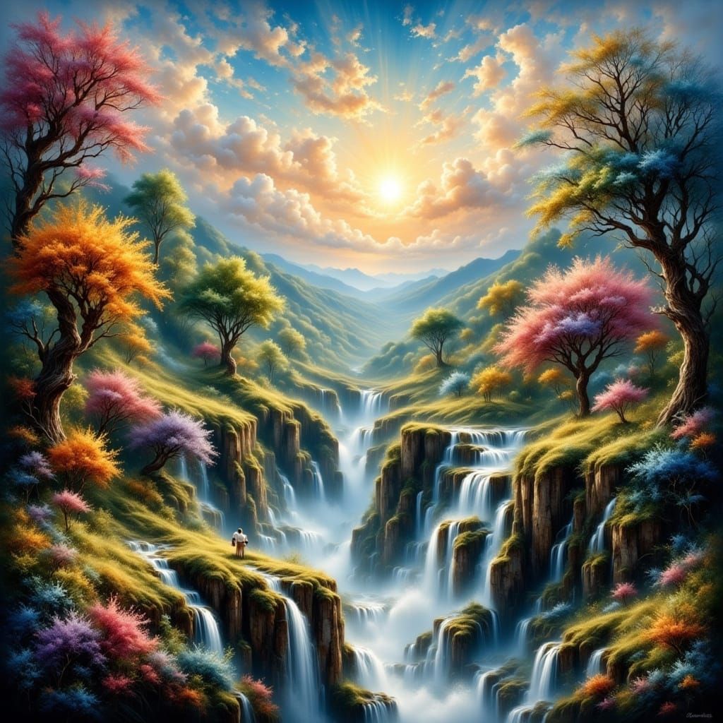 Ethereal Fantasy Scene with Luminous Mist