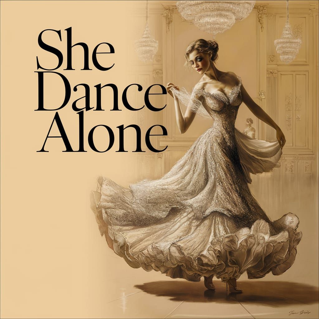 Woman Dancing Alone: Fine Art Charcoal Drawing