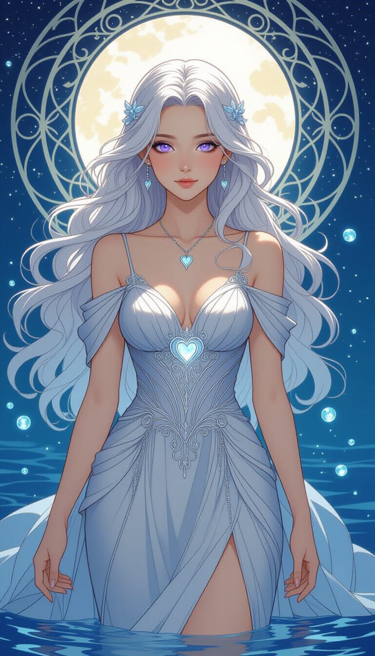 Lunar Woman in Art Nouveau Style